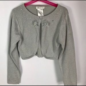 Silver Cardigan with Rhinstones